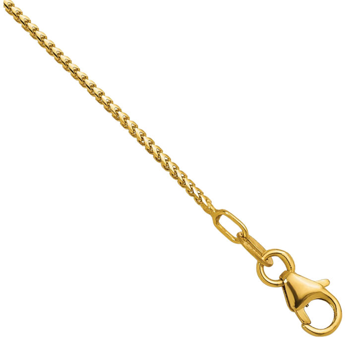 18K Solid Yellow Gold 1mm Franco Link Chain Necklace