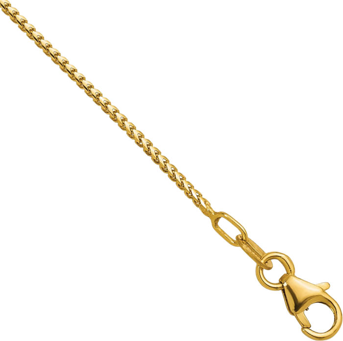 18K Solid Yellow Gold 1mm Franco Link Chain Necklace