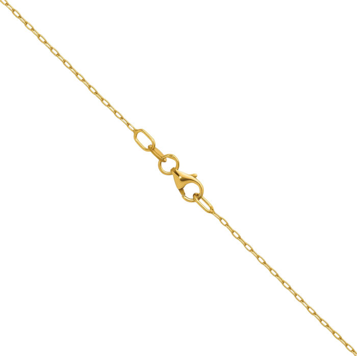 18K Solid Yellow Gold 1mm Oval Cable Rolo Link Chain Belcher Necklace