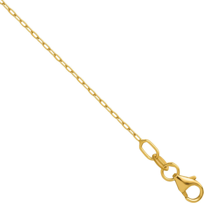 18K Solid Yellow Gold 1mm Oval Cable Rolo Link Chain Belcher Necklace