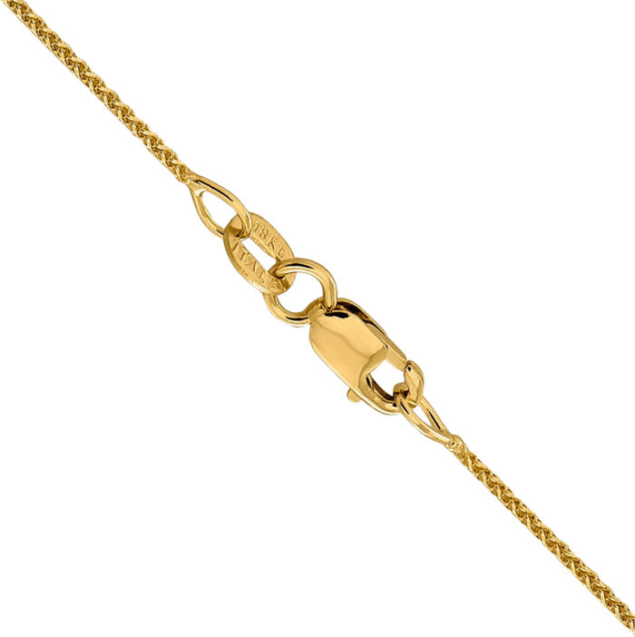 18K Solid Yellow Gold 1mm Spiga Wheat Link Chain Necklace