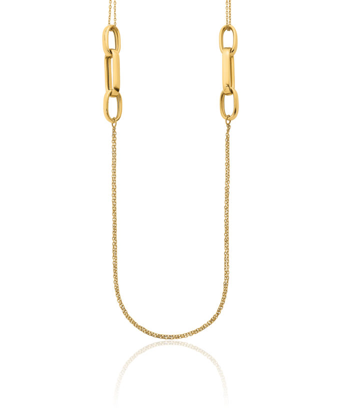 18K Solid Yellow Gold 2 Strand Oval Link Necklace Chain