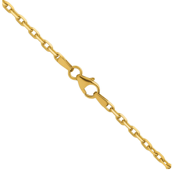 18K Solid Yellow Gold 2.35mm Cable Rolo Link Chain Belcher Necklace