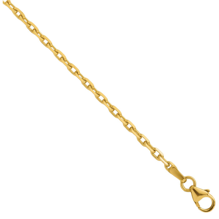 18K Solid Yellow Gold 2.35mm Cable Rolo Link Chain Belcher Necklace