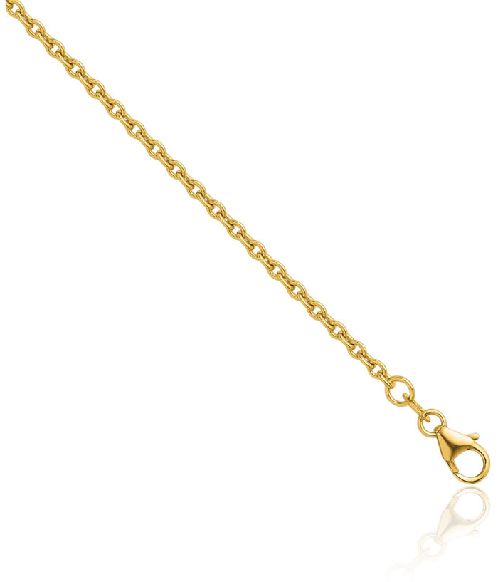 18K Solid Yellow Gold 2.4mm Cable Rolo Link Chain Belcher Necklace