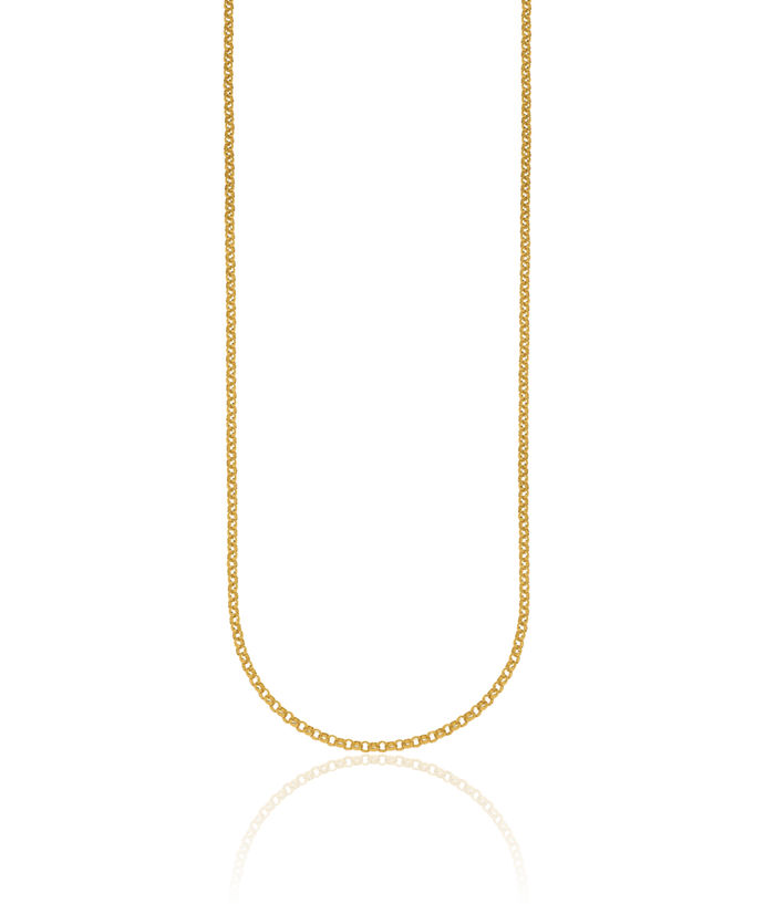 18K Solid Yellow Gold 2.4mm Cable Rolo Link Chain Belcher Necklace