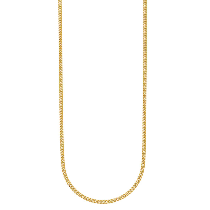 18K Solid Yellow Gold 2.4mm Curb Link Chain Necklace