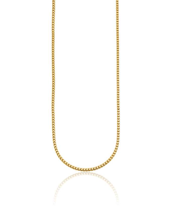 18K Solid Yellow Gold 2.4mm Franco Link Chain Necklace