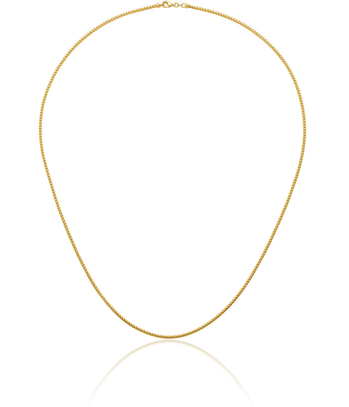 18K Solid Yellow Gold 2.4mm Franco Link Chain Necklace