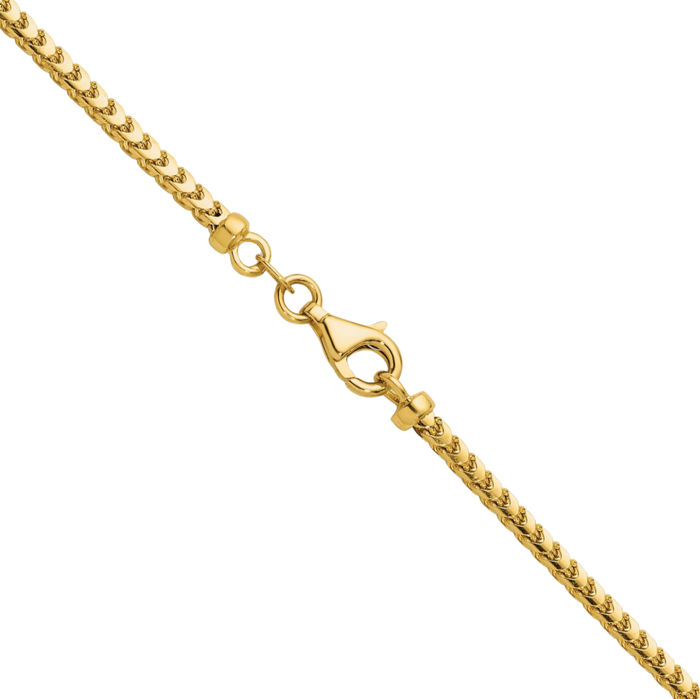 18K Solid Yellow Gold 2.4mm Franco Link Chain Necklace