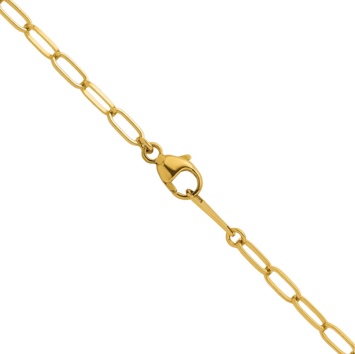 18K Solid Yellow Gold 2.4mm Oval Cable Rolo Link Chain Belcher Necklace