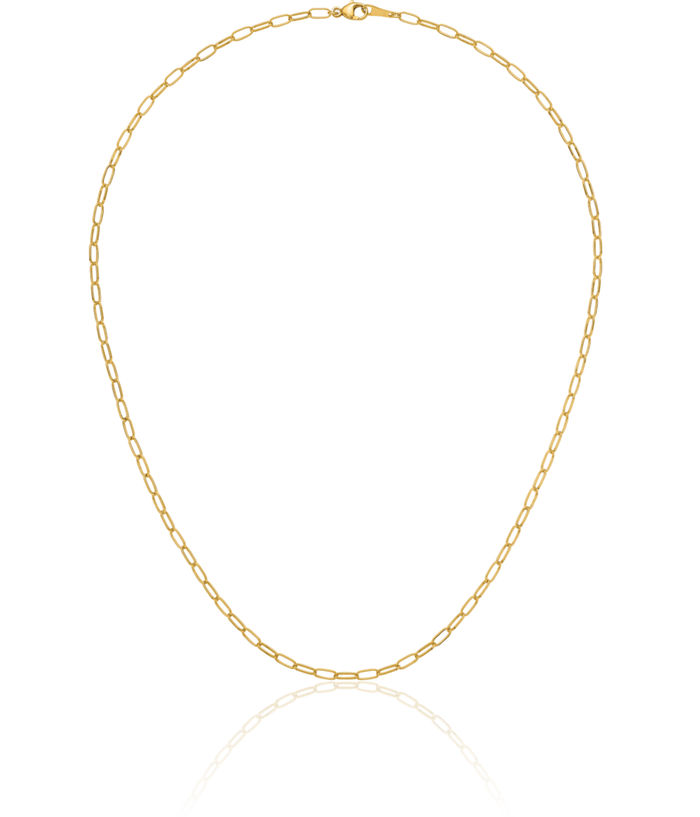 18K Solid Yellow Gold 2.4mm Oval Cable Rolo Link Chain Belcher Necklace