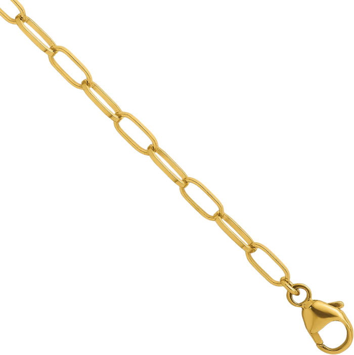 18K Solid Yellow Gold 2.4mm Oval Cable Rolo Link Chain Belcher Necklace