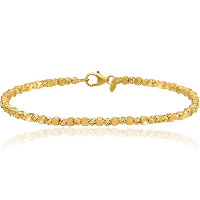 14K Solid Yellow Gold 2.5mm Bead Chain Bracelet