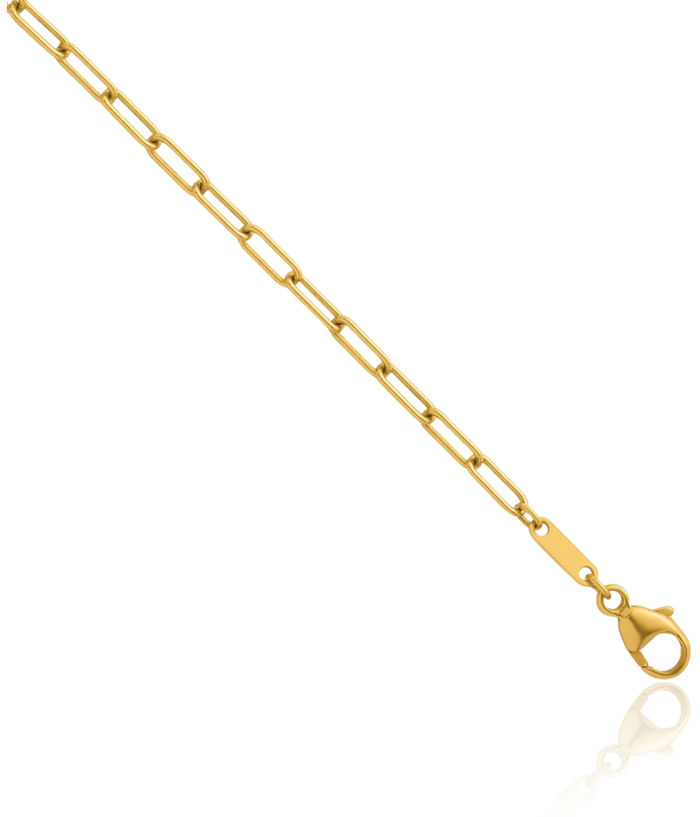 18K Solid Yellow Gold 2.5mm Paperclip Cable Rolo Link Chain Belcher Necklace