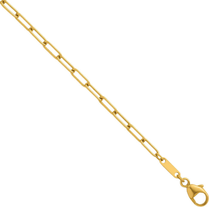 18K Solid Yellow Gold 5mm Paperclip Cable Rolo Link Chain Belcher Necklace