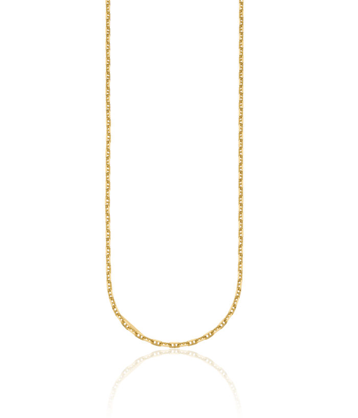 18K Solid Yellow Gold 2.7mm Anchor Mariner Link Chain Necklace