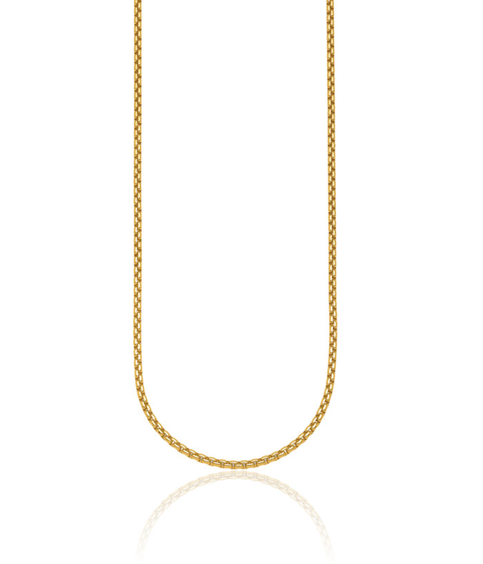 18K Solid Yellow Gold 2.7mm Round Box Link Chain Necklace