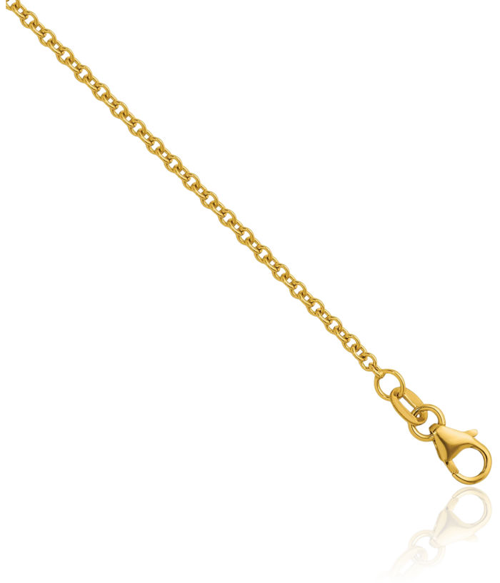 18K Solid Yellow Gold 2mm Cable Rolo Link Chain Belcher Necklace