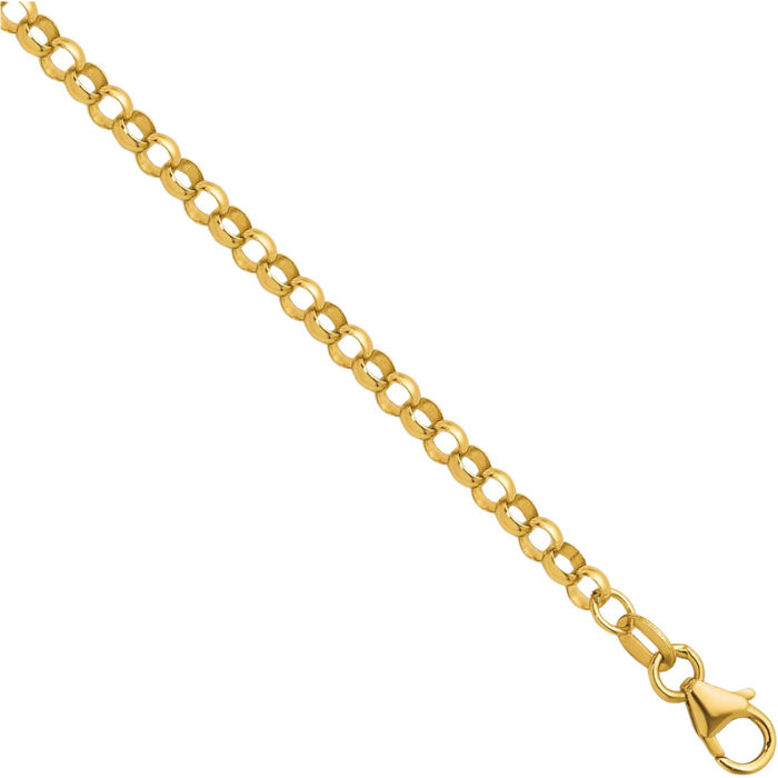 18K Solid Yellow Gold 3.3mm Cable Rolo Link Chain Bracelet