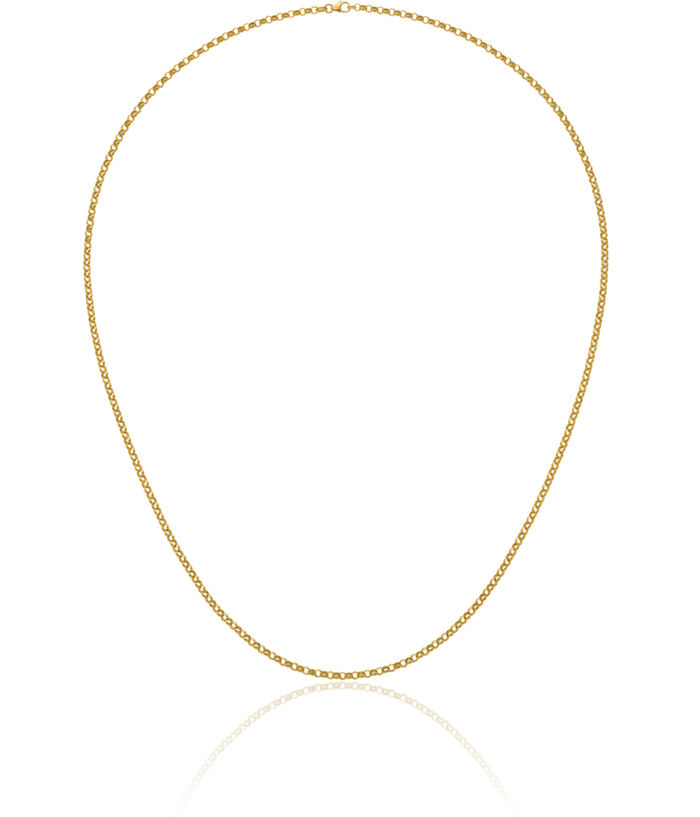 18K Solid Yellow Gold 3.3mm Cable Rolo Link Chain Belcher Necklace