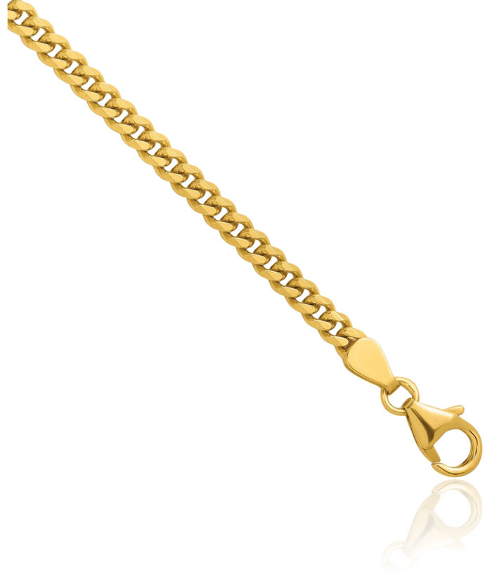 18K Solid Yellow Gold 3.4mm Curb Link Chain Necklace