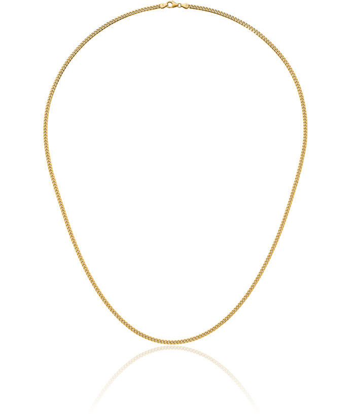 18K Solid Yellow Gold 3.4mm Curb Link Chain Necklace