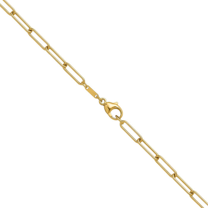 18K Solid Yellow Gold 3.4mm Paperclip Cable Rolo Link Chain Belcher Necklace