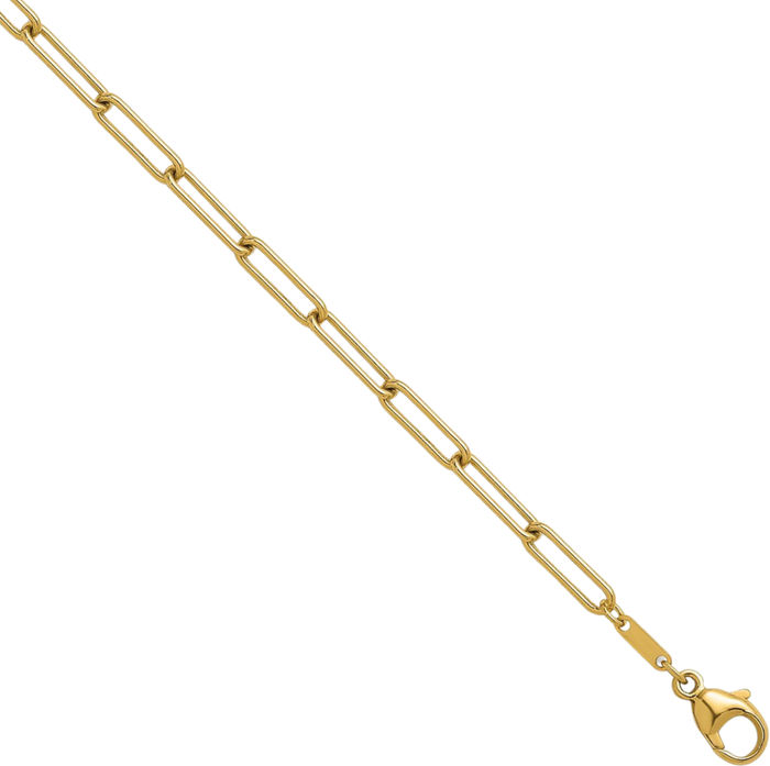 18K Solid Yellow Gold 3.4mm Paperclip Cable Rolo Link Chain Belcher Necklace