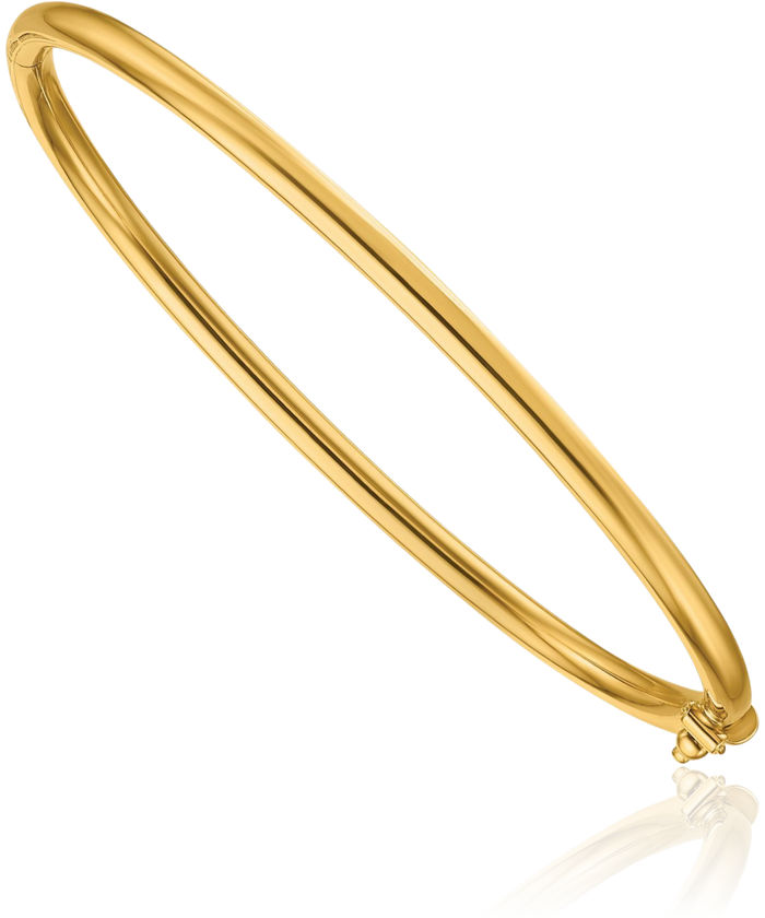 14K Solid Yellow Gold 3mm Bangle Bracelet