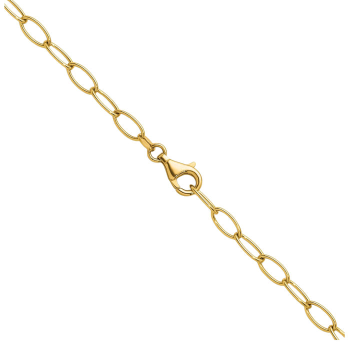 18K Solid Yellow Gold 4.5mm Oval Cable Rolo Link Chain Belcher Necklace