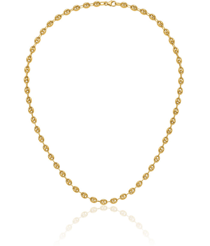 18K Solid Yellow Gold 4.85mm Anchor Puffed Gucci Mariner Link Chain Necklace