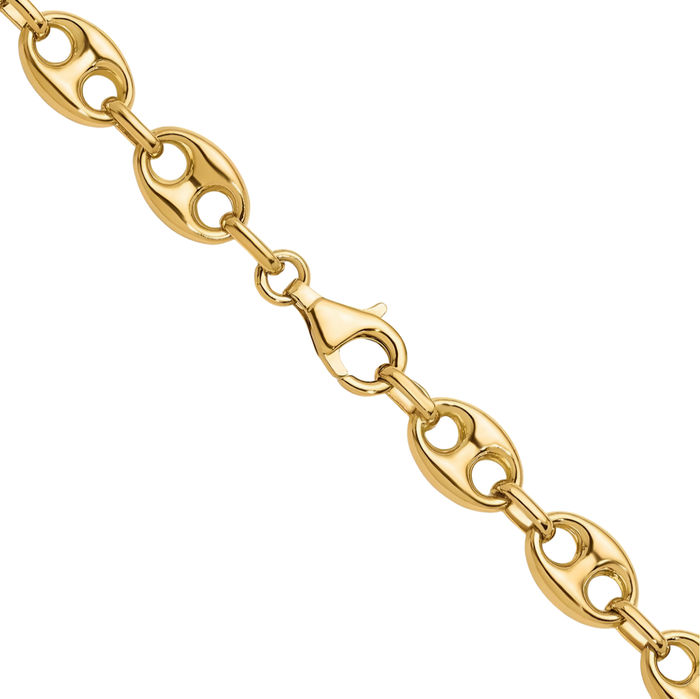 18K Solid Yellow Gold 4.85mm Anchor Puffed Gucci Mariner Link Chain Necklace