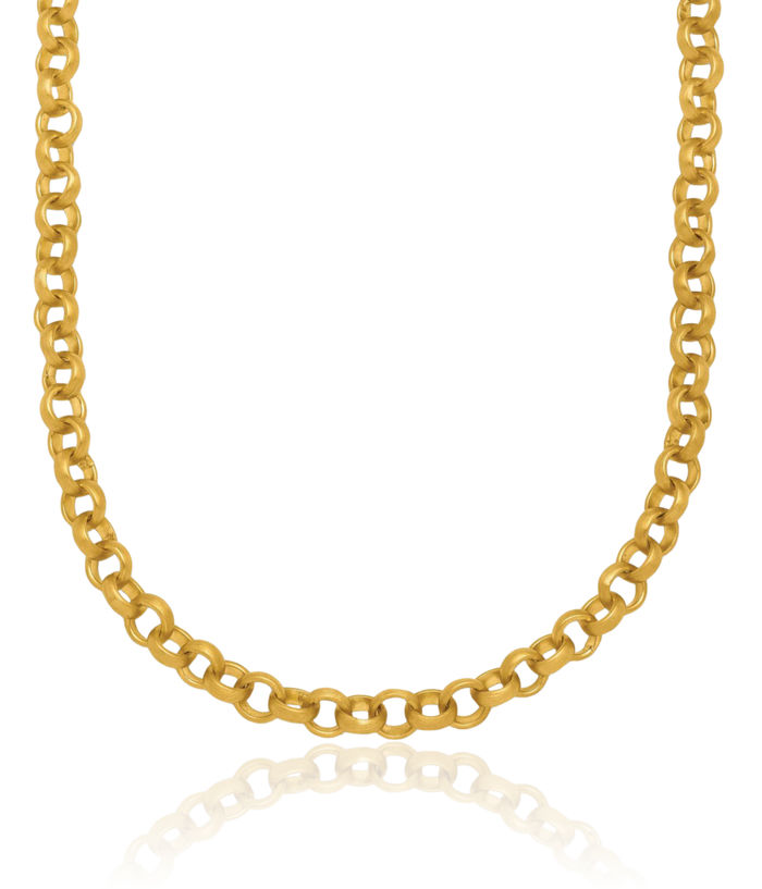 18K Solid Yellow Gold 4.8mm Cable Rolo Link Chain Belcher Necklace