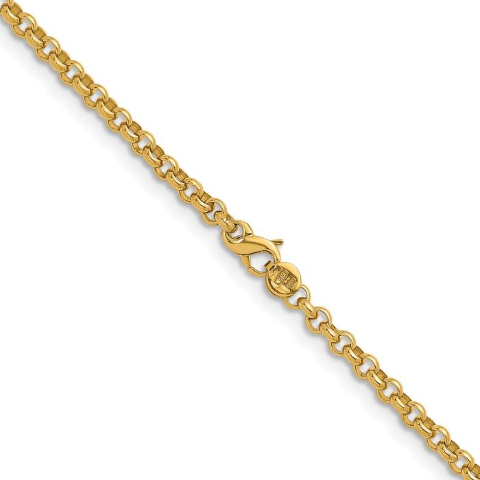 18K Solid Yellow Gold 4.3mm Cable Rolo Link Chain Bracelet