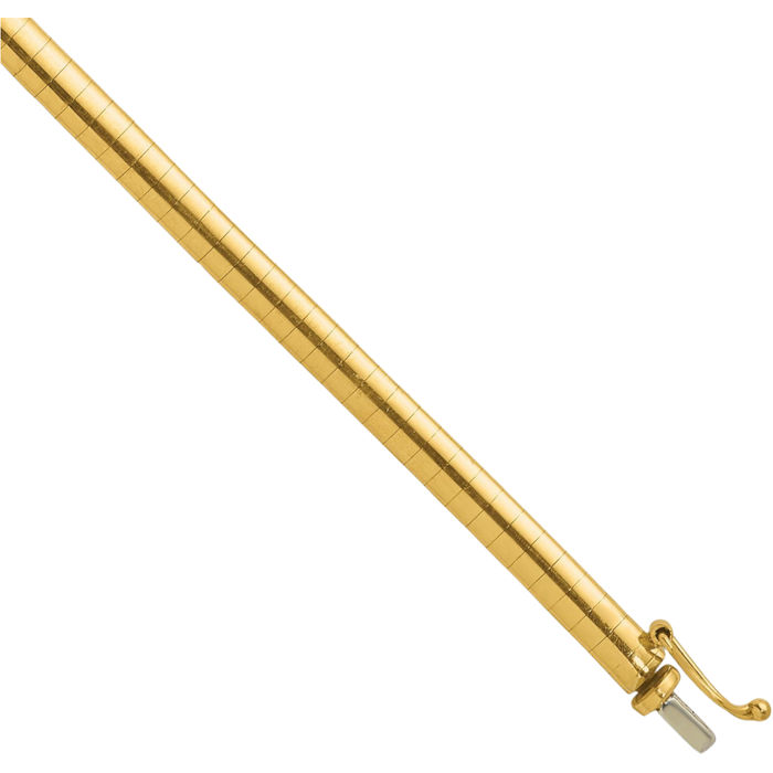 14K Solid Yellow Gold 4mm Cubetto Omega Snake Chain Bracelet