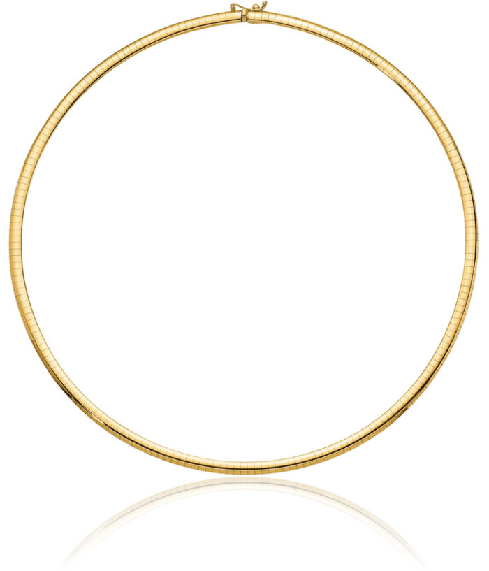 14K Solid Yellow Gold 4mm Cubetto Omega Snake Chain Herringbone Necklace