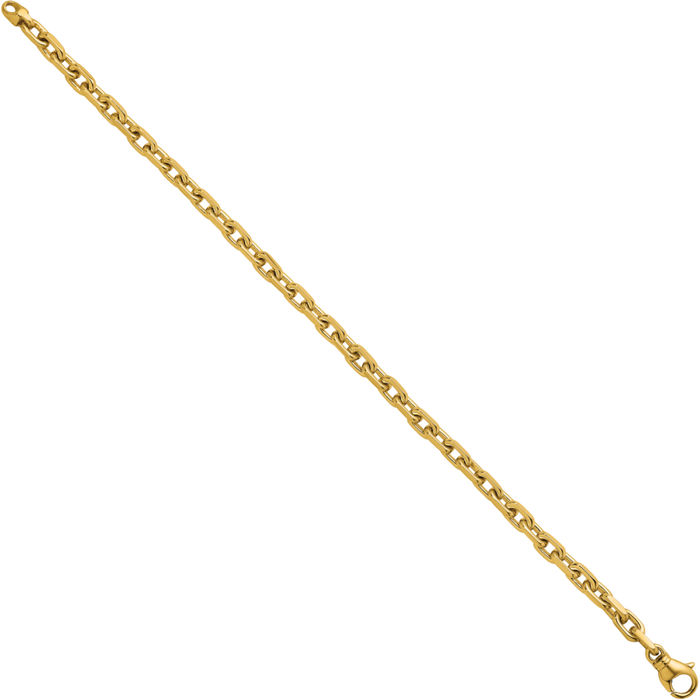 14K Solid Yellow Gold 5mm Edge Cable Rolo Link Chain Bracelet