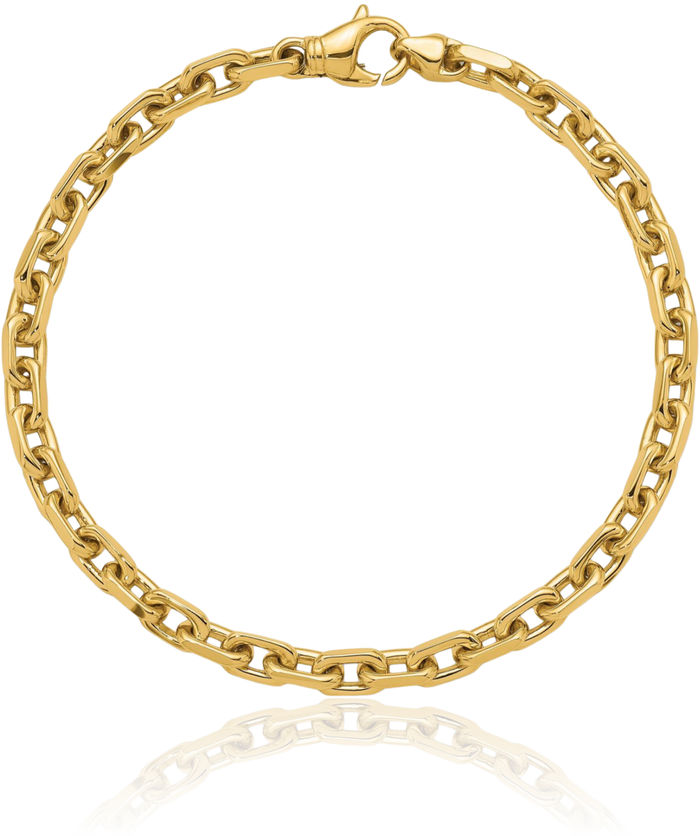 14K Solid Yellow Gold 5mm Edge Cable Rolo Link Chain Bracelet