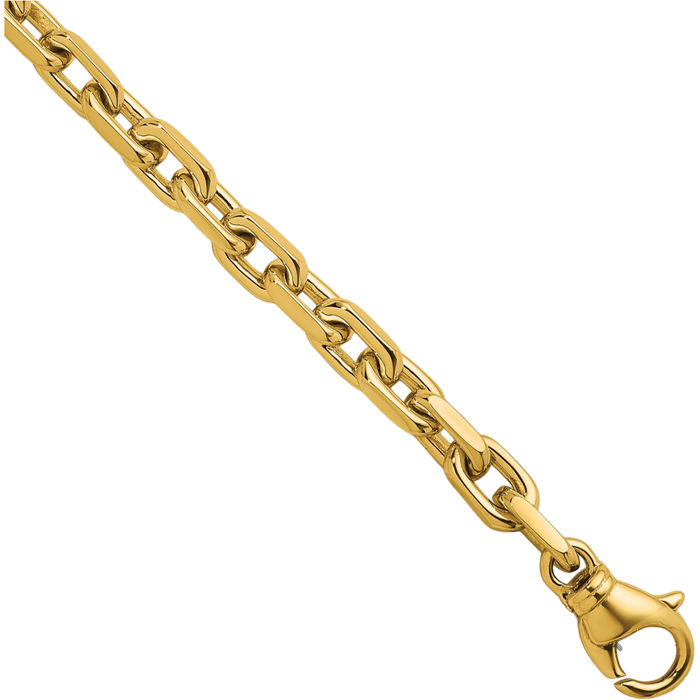 14K Solid Yellow Gold 5mm Edge Cable Rolo Link Chain Bracelet