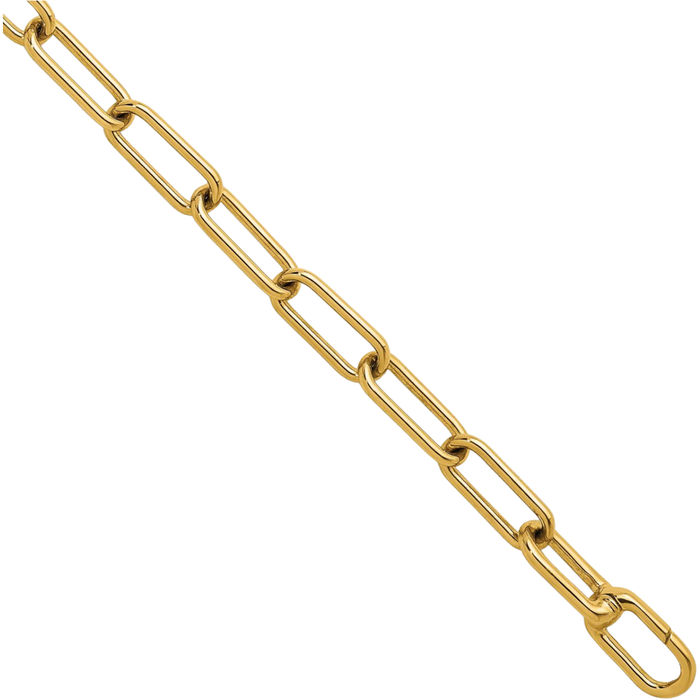 14K Solid Yellow Gold 4.8mm Paperclip Cable Rolo Link Chain Bracelet