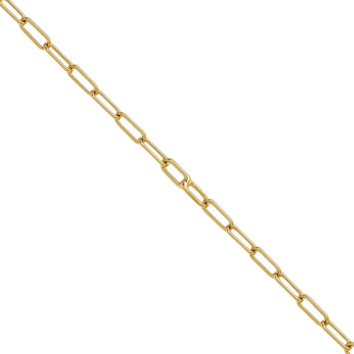 18K Solid Yellow Gold 3.4mm Paperclip Cable Rolo Link Chain Belcher Necklace