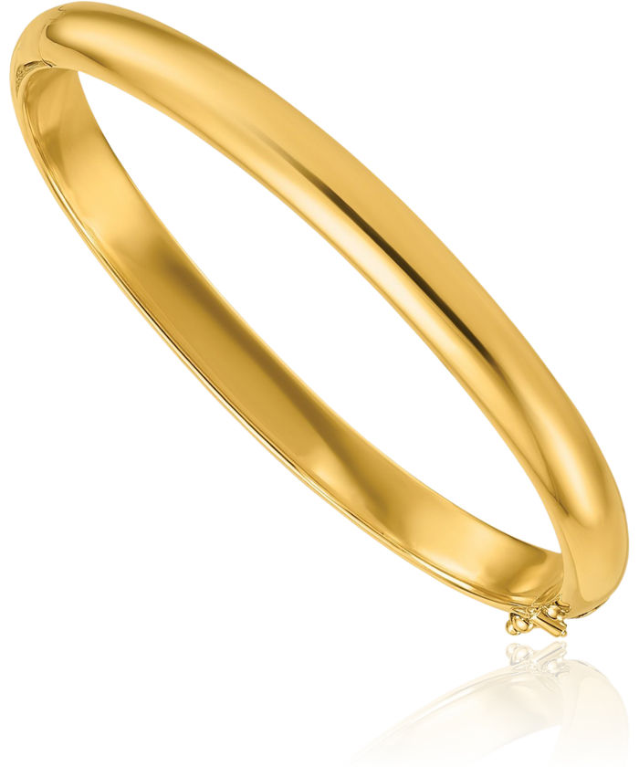 18K Solid Yellow Gold 6.5mm Bangle Bracelet