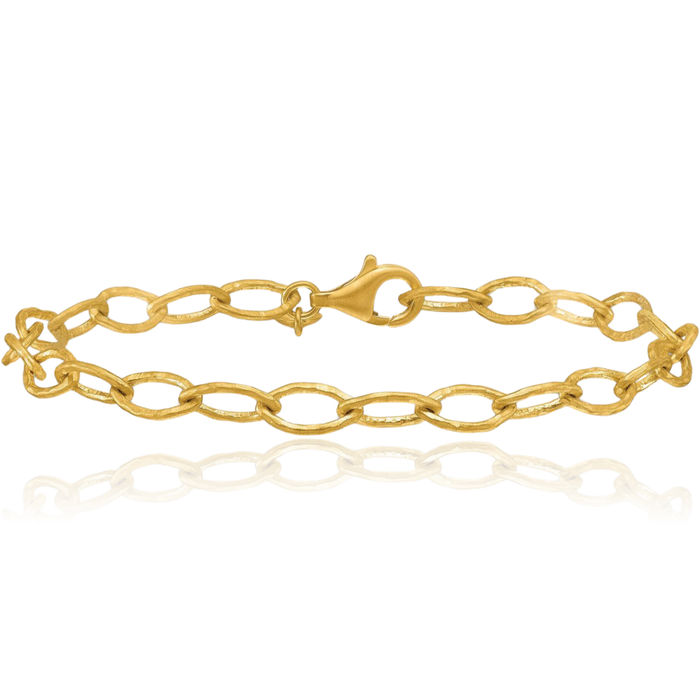 18K Solid Yellow Gold 6mm Link Chain Bracelet