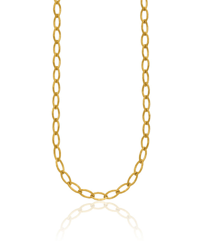 18K Solid Yellow Gold 6mm Link Chain Necklace