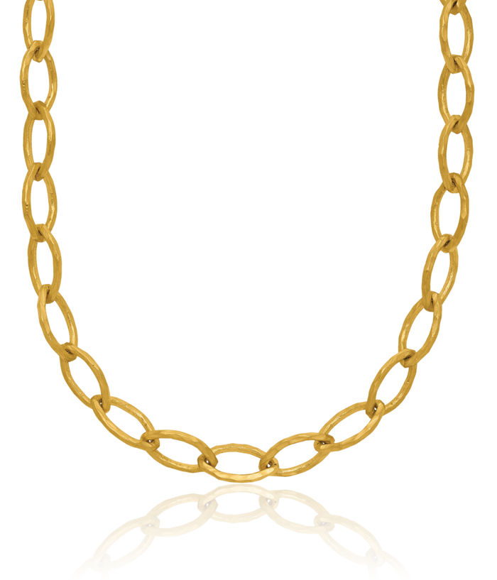 18K Solid Yellow Gold 6mm Link Chain Necklace