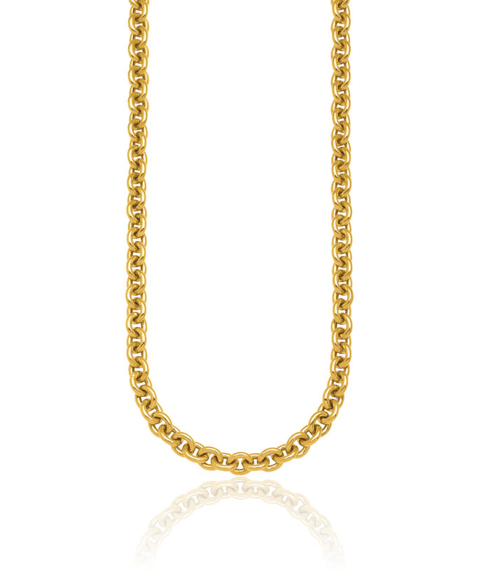 18K Solid Yellow Gold 7mm Cable Rolo Link Chain Belcher Necklace