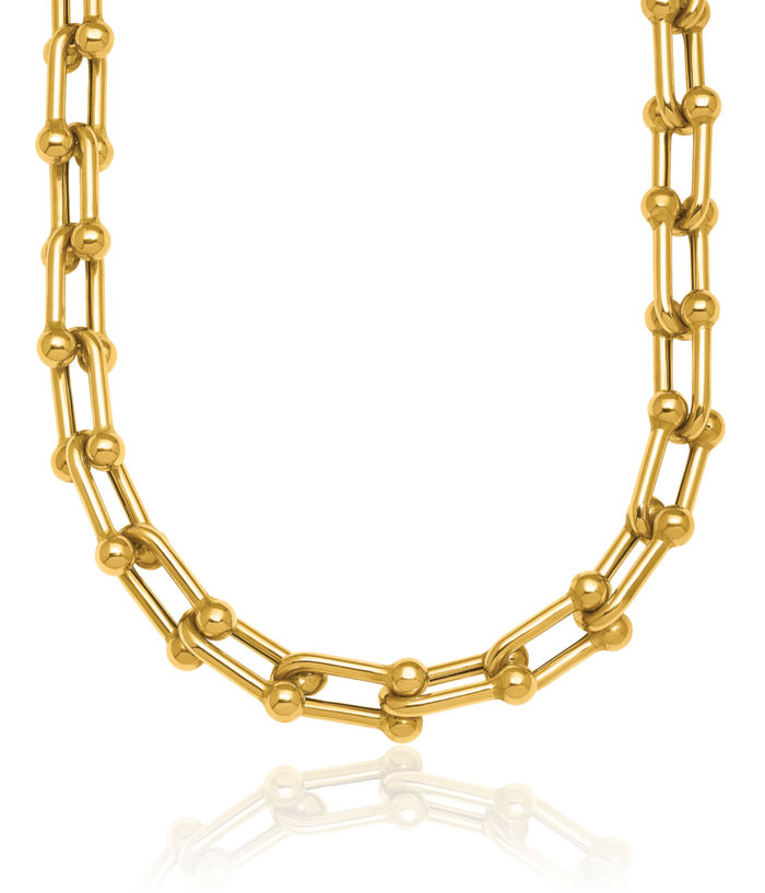 14K Solid Yellow Gold 7mm Anchor Mariner Link Chain Necklace