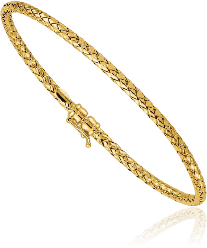 18K Solid Yellow Gold Braided 2.8mm Bangle Bracelet