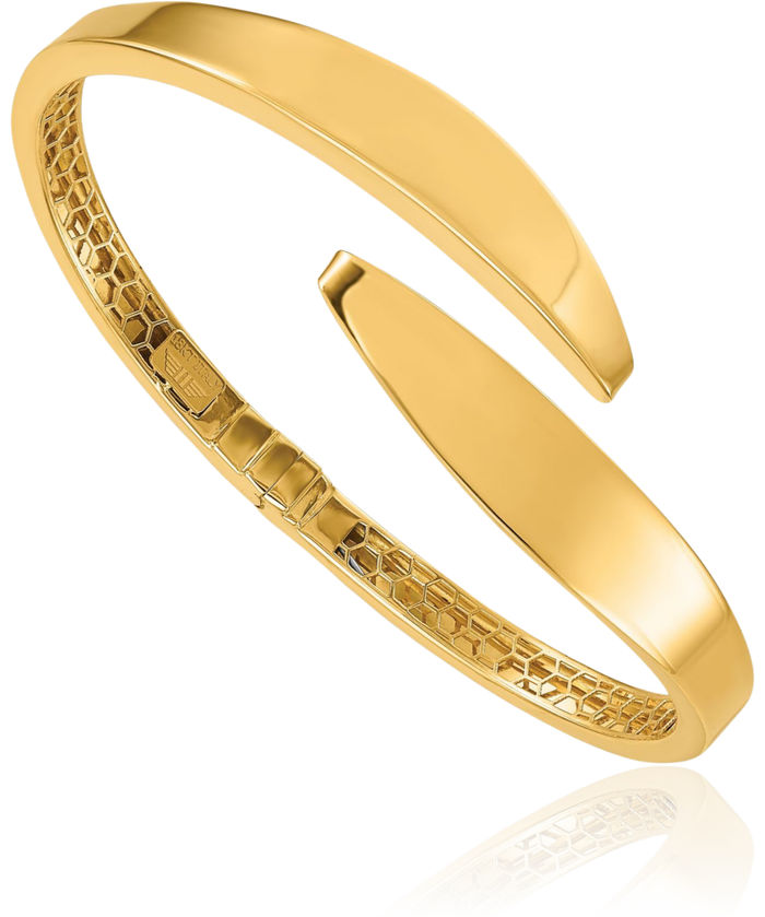 18K Solid Yellow Gold Bypass Bangle Bracelet